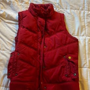Red puffy vest